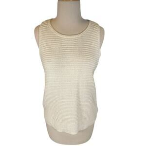 LAUREN RALPH LAUREN Petite White Tight Knit Size Large Petite 100% Cotton